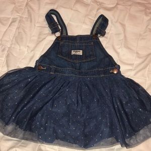 Overalls attached to a navy blue ruffle skirt ✨
